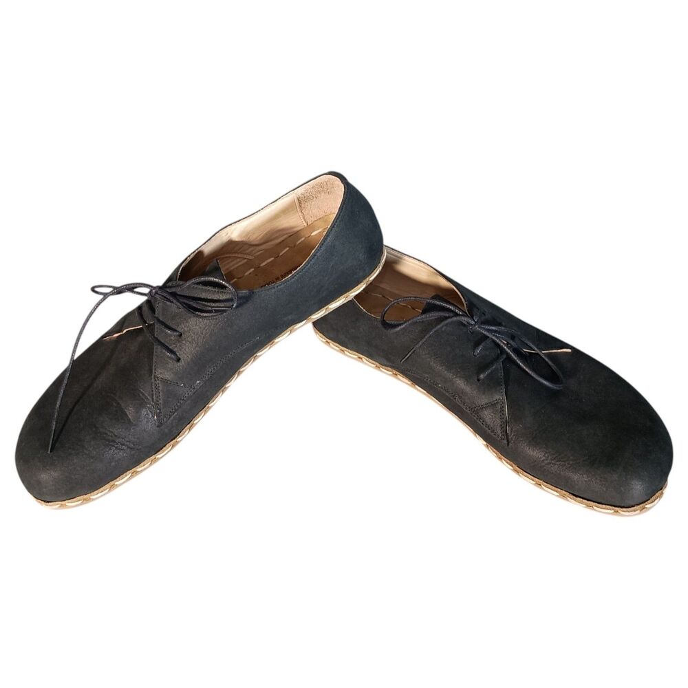 Atlantis Handmade Barefoot Casual Shoes Men's 11 Black Leather Lace up - Picture 6 of 11